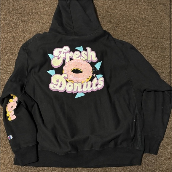 Champion Other - Champion Black Hoodie with Fresh Donuts Design